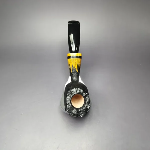 Petr Thoth Sandblasted Flame Carved Freehand Handmade Briar Pipe, New - Image 8