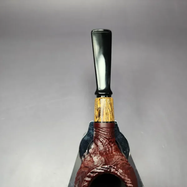 MBSD Briars by Piero Vitale Sandblasted Author w/ Zebrawood Briar Pipe, New - Image 8