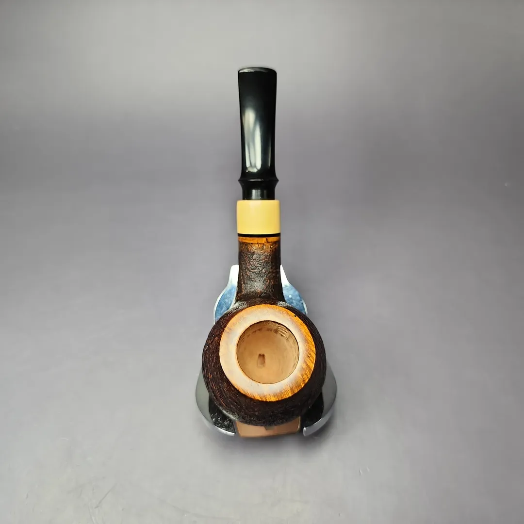 Mina Pipes Sandblasted Apple w/ Boxwood Estate Briar Pipe, Unsmoked - Image 8