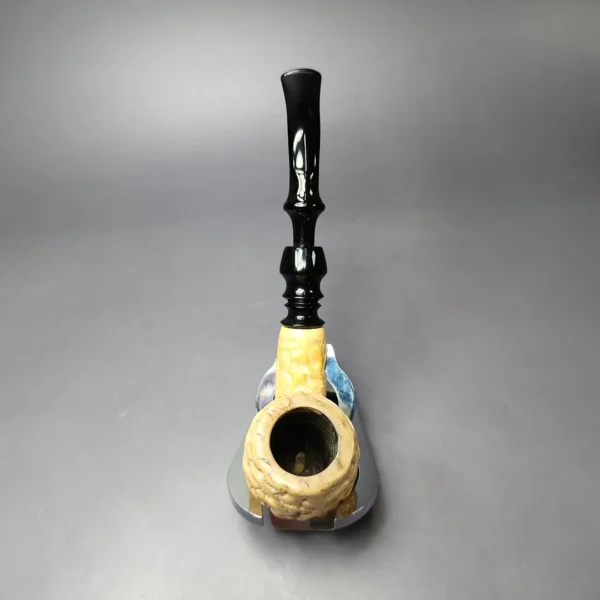 Rustic Army Mount Bent Billiard Estate Block Meerschaum Pipe, Turkish Estates - Image 8