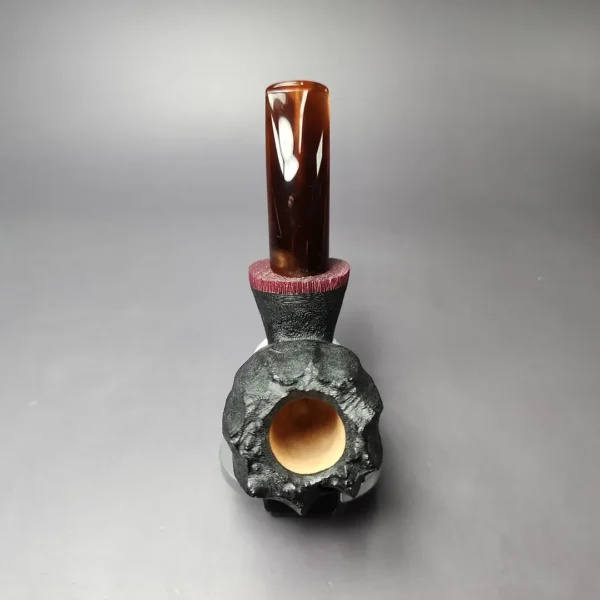 Peter Toth Black-blast Fluted Freehand w/ Purpleheart Handmade Briar Pipe, New - Image 8