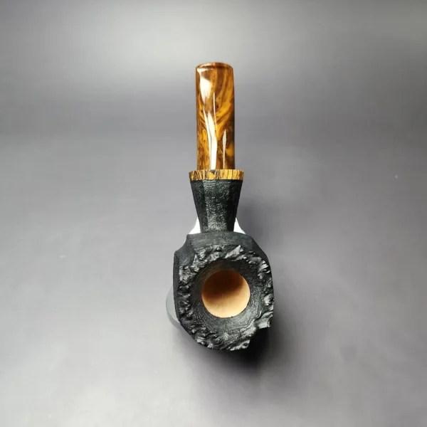 Peter Toth Black-blast Stack Freehand w/ Spalted Oak Handmade Briar Pipe, New - Image 8
