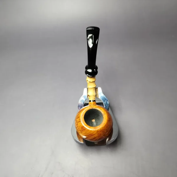 C-Pipe Smooth Tomato w/ Bamboo & Ebonite Briar Pipe, New - Image 9