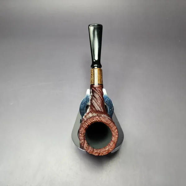 MBSD Briars by Piero Vitale Sandblasted Billiard w/ Zebrawood Briar Pipe, New - Image 9