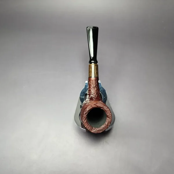 MBSD Briars by Piero Vitale Sandblasted Billiard w/ Zebrawood Briar Pipe, New - Image 9