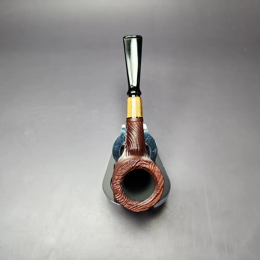 MBSD Briars by Piero Vitale Vintage Sandblasted Billiard w/ Olivewood Briar Pipe, New - Image 9