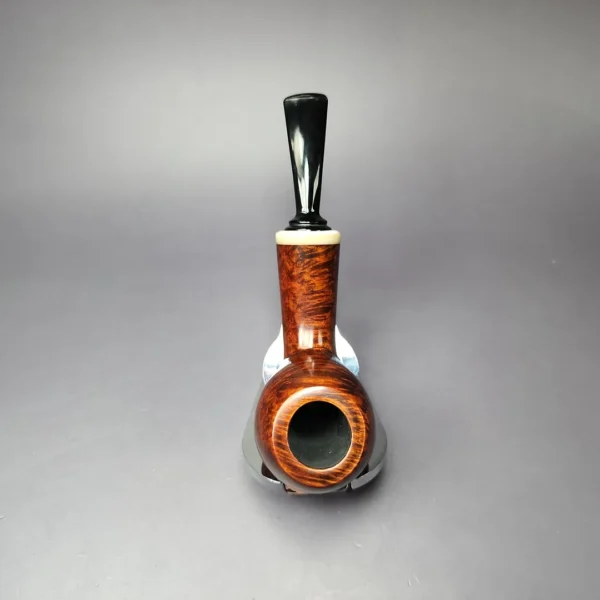 Sebastian Heck Smooth Egg w/ Mother of Pearl Handmade Briar Pipe, New - Image 9