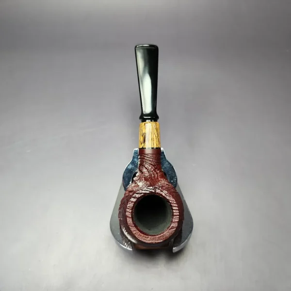 MBSD Briars by Piero Vitale Sandblasted Author w/ Zebrawood Briar Pipe, New - Image 9