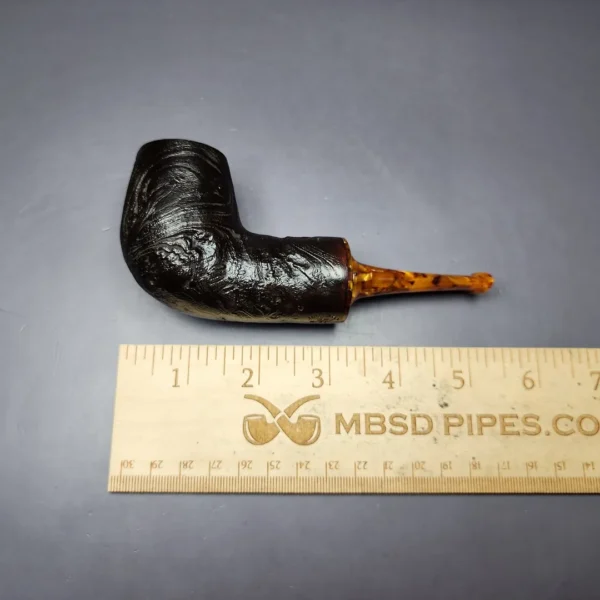 Mina Pipes Sandblasted Reverse Calabash Billiard Estate Briar Pipe, Unsmoked - Image 9