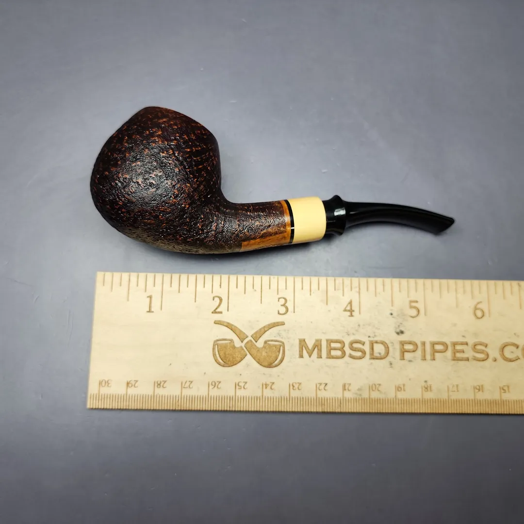 Mina Pipes Sandblasted Apple w/ Boxwood Estate Briar Pipe, Unsmoked - Image 9