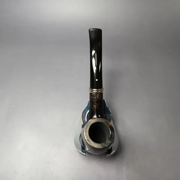 Dunhill 1991 Black Briar 4102 Smooth Bent Billiard w/ Silver Estate Briar Pipe, English Estates - Image 9