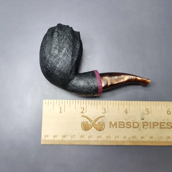 Peter Toth Black-blast Fluted Freehand w/ Purpleheart Handmade Briar Pipe, New - Image 9