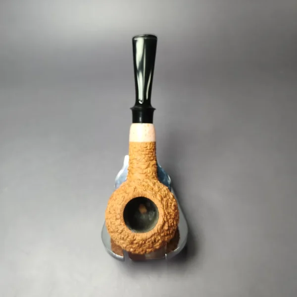 Pipe Tristan Granite Rusticated Author w/ Durat Handmade Briar Pipe, New - Image 9