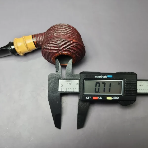 Md. Angga Rusticated Rhodesian w/ Buddha Bamboo Handmade Briar Pipe, New - Image 11