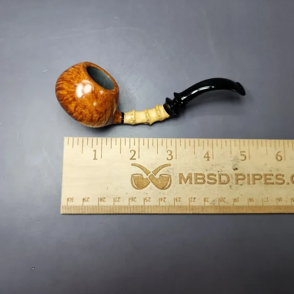 C-Pipe Smooth Tomato w/ Bamboo & Ebonite Briar Pipe, New - Image 10