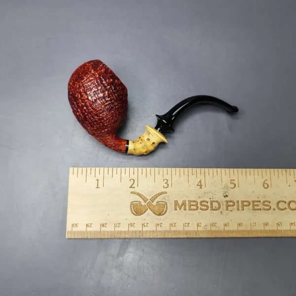 C-Pipe Sandblasted Apple w/ Crazy Bamboo & Boxwood Briar Pipe, New - Image 10
