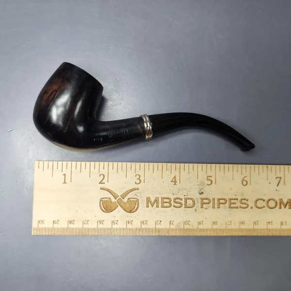 Dunhill 1991 Black Briar 4102 Smooth Bent Billiard w/ Silver Estate Briar Pipe, English Estates - Image 10