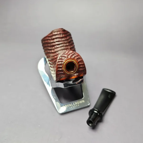 Md. Angga Rusticated Horn w/ Brass Handmade Briar Pipe, New - Image 10