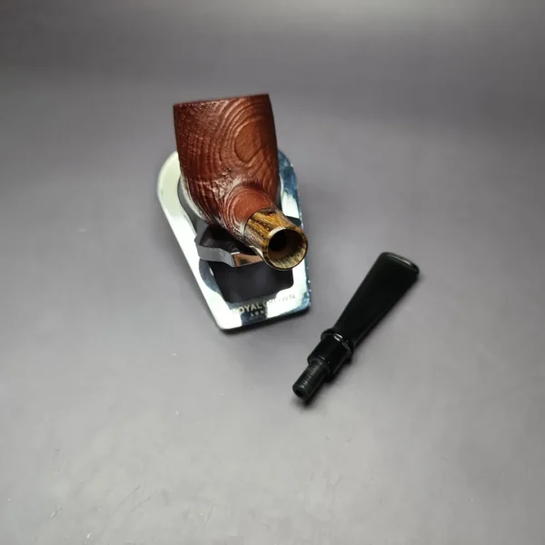 MBSD Briars by Piero Vitale Sandblasted Billiard w/ Zebrawood Briar Pipe, New - Image 11