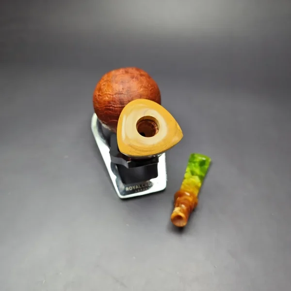 Mina Pipes Sandblasted Blowfish w/ Boxwood Estate Briar Pipe, Unsmoked - Image 11