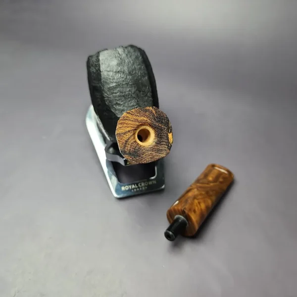 Peter Toth Black-blast Stack Freehand w/ Spalted Oak Handmade Briar Pipe, New - Image 11