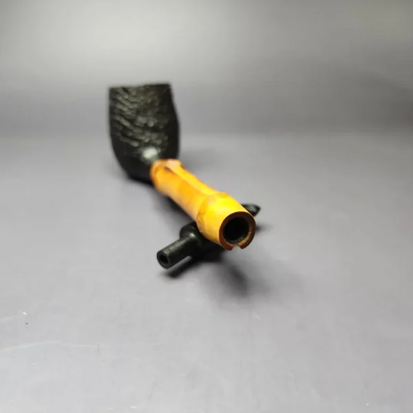 Dunhill 2012 Shell Briar 4103 Sandblasted Billiard w/ Bamboo Estate Briar Pipe, English Estates - Image 12