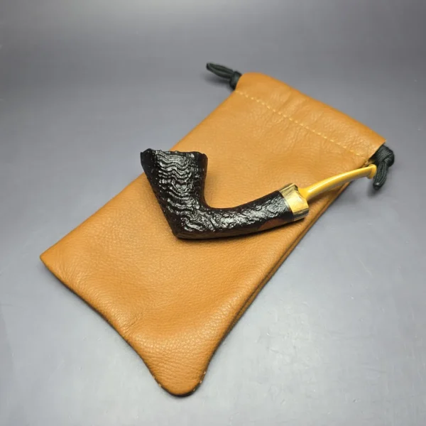 Robertson Pipes Sandblasted Dublin w/ Black & White Ebony Handmade Briar Pipe, New - Image 12