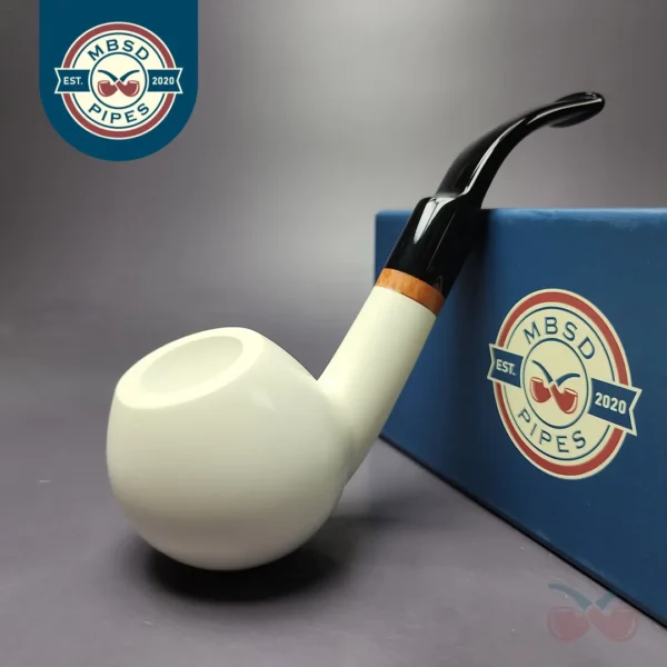 MBSD Meerschaum Deluxe Smooth Apple Block Meerschaum Pipe, Briar-Mortise, New