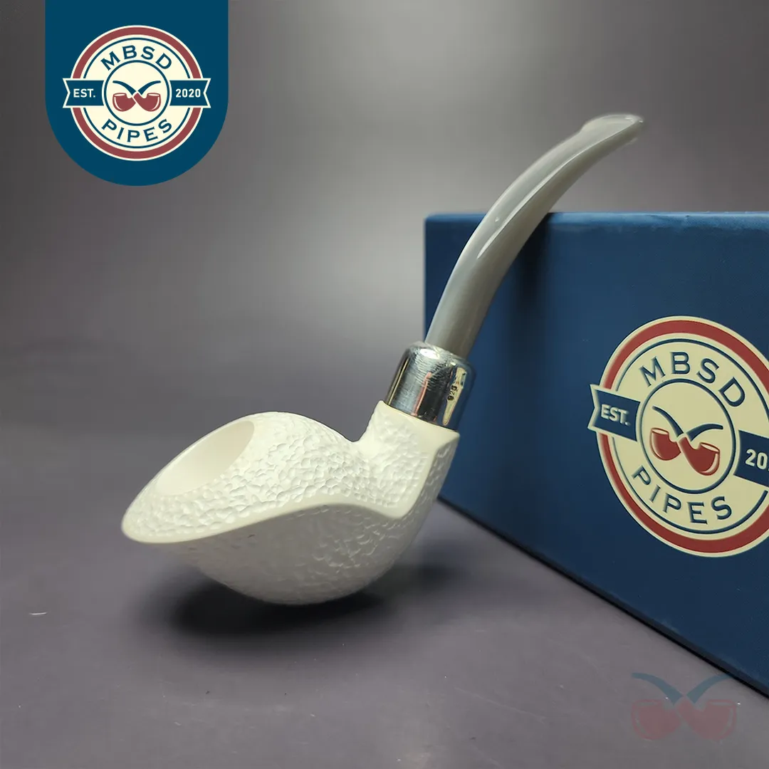 MBSD Meerschaum Silver Rustic Cobra Block Meerschaum Pipe, New