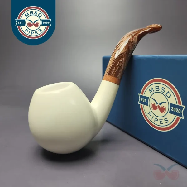 MBSD Meerschaum Deluxe Smooth Egg Block Meerschaum Pipe, Briar-Mortise, New