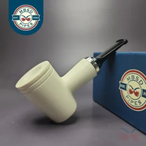 MBSD Meerschaum Silver Smooth Poker Reverse Calabash Block Meerschaum Pipe, New