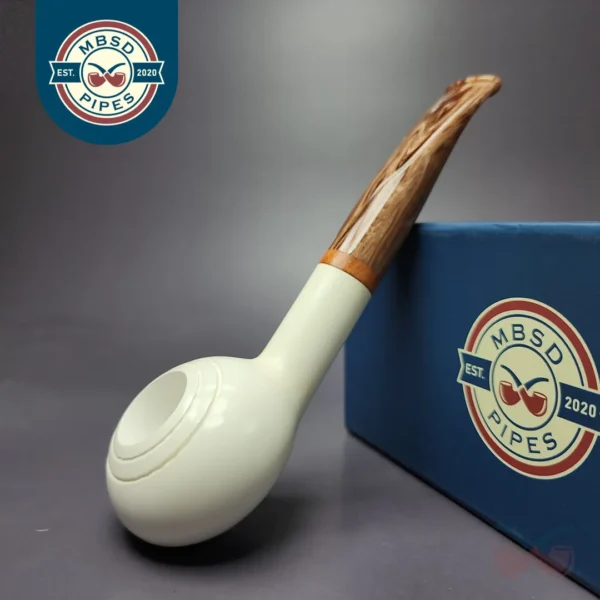 MBSD Meerschaum Deluxe Smooth Prince Block Meerschaum Pipe, Briar-Mortise, New