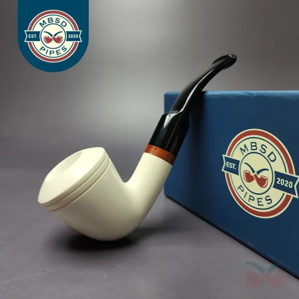 MBSD Meerschaum Deluxe Rhodesian Block Meerschaum Pipe, Briar-Mortise, New
