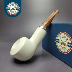 MBSD Meerschaum Silver Reverse Calabash Bullcap Block Meerschaum Pipe, New