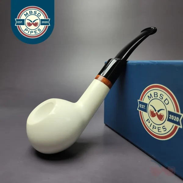 MBSD Meerschaum Deluxe Smooth Prince Block Meerschaum Pipe, Briar-Mortise, New