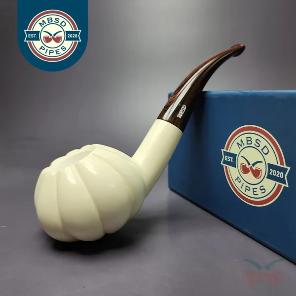 MBSD Meerschaum Deluxe Premier Sea Urchin Block Meerschaum Pipe, Briar-Mortise