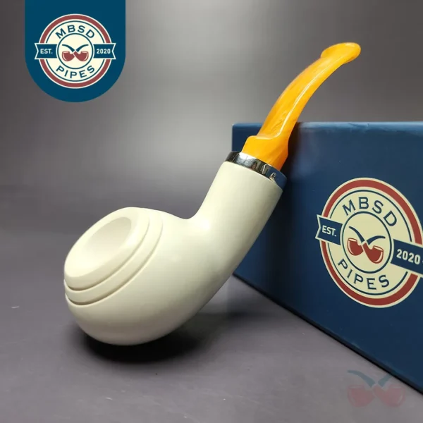 MBSD Meerschaum Silver Reverse Calabash Author Block Meerschaum Pipe, New