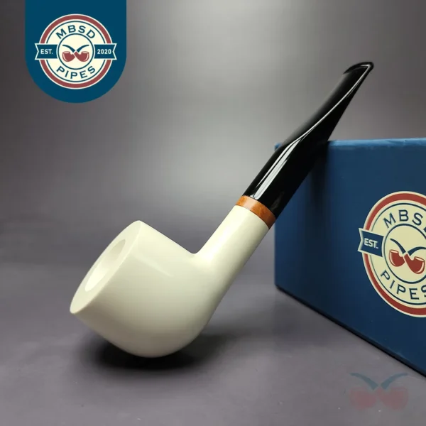 MBSD Meerschaum Deluxe Smooth Pot Block Meerschaum Pipe, Briar-Mortise, New