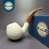 MBSD Meerschaum Deluxe Smooth Brandy Block Meerschaum Pipe, Briar-Mortise, New