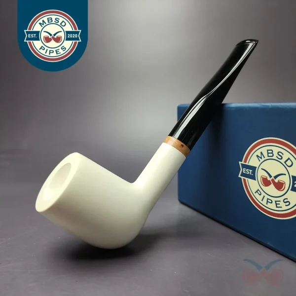 MBSD Meerschaum Deluxe Smooth Billiard Block Meerschaum Pipe, Briar-Mortise, New