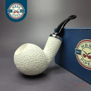 MBSD Meerschaum Silver Rusticated Apple Block Meerschaum Pipe, Briar-Mortise, New