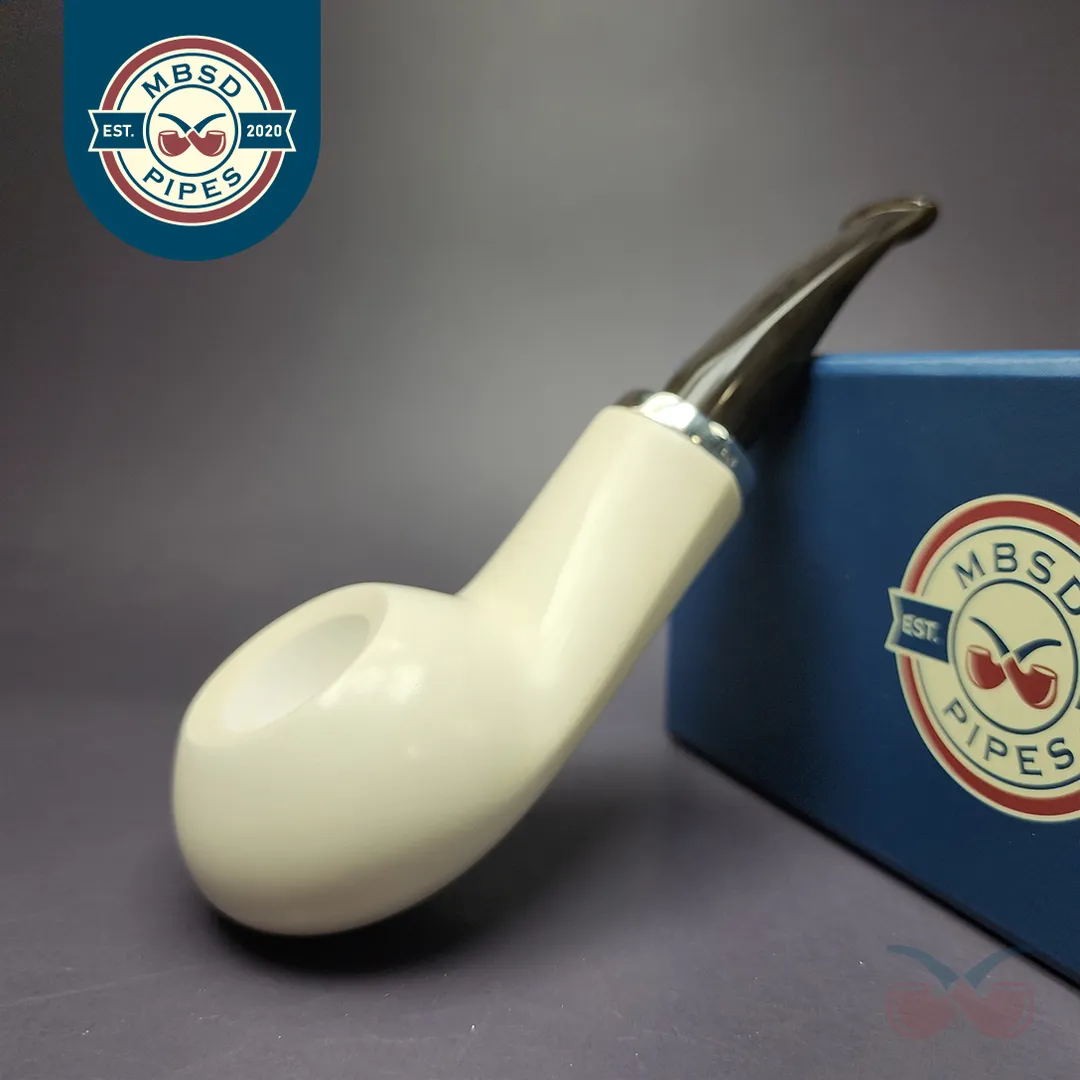 MBSD Meerschaum Silver Reverse Calabash Ukulele Block Meerschaum Pipe, New