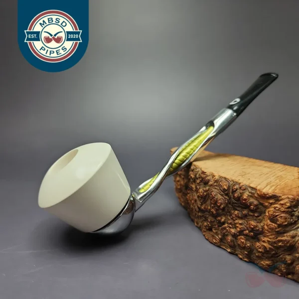 Falcon Shillelagh Green w/ MBSD Meerschaum Rhodesian Block Meerschaum Bowl Pipe, New
