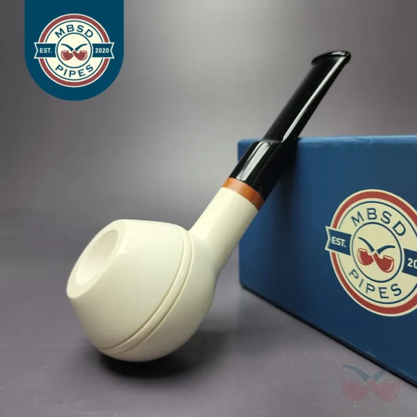 MBSD Meerschaum Deluxe Smooth Bullcap Block Meerschaum Pipe, Briar-Mortise, New