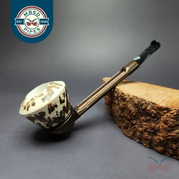 Falcon Extra Dental w/ MBSD Meerschaum Smooth Dublin Block Meerschaum Bowl Pipe, New
