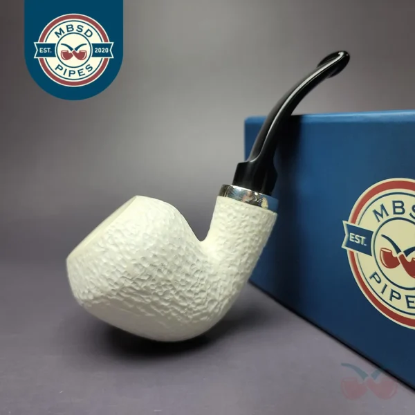 MBSD Meerschaum Silver Rustic Acorn Reverse Calabash Block Meerschaum Pipe, New