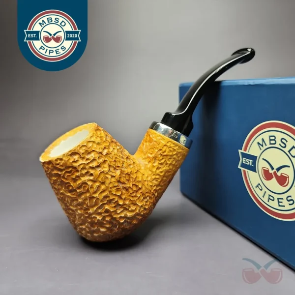 MBSD Meerschaum Silver Rustic Brandy Reverse Calabash Block Meerschaum Pipe, New