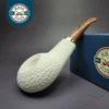 MBSD Meerschaum Silver Rustic Eskimo Reverse Calabash Block Meerschaum Pipe, New