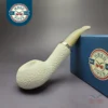 MBSD Meerschaum Silver Rustic Author Reverse Calabash Block Meerschaum Pipe, New