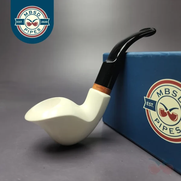 MBSD Meerschaum Deluxe Smooth Cobra Block Meerschaum Pipe, Briar-Mortise, New
